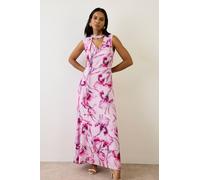 Wallis Floral Scarf Maxi Dress In Pink pink
