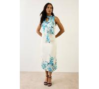 Wallis Women's Floral Scarf Satin Midi Dress in Ivory | Size: 12 Wallis Ivory 12