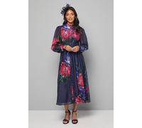 Wallis Floral Textured Organza Midi Shirt Dress In Navy navy 10