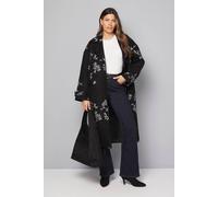 Wallis Floral Three Button Collared Coat In Black black