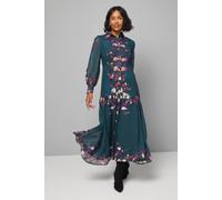 Wallis Floral Tiered Shirt Maxi Dress In Green green 20