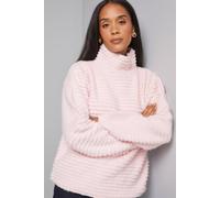 Wallis Fluffy Stripe Roll Neck Jumper In Pale Pink pale pink S