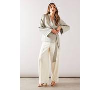 Wallis Fluid Satin Wrap Tie Jacket In Sage sage