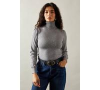 Wallis Foil Embellished Roll Neck Jumper In Charcoal charcoal S