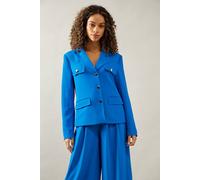 Wallis Women's Four Pocket Button Through Blazer in Cobalt | Size: 10 Wallis Cobalt 10