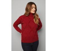 Wallis Fringe Roll Neck Diamond Jumper In Red red