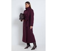 Wallis Funnel Neck Coat In Wine wine
