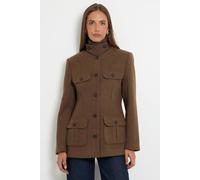 Wallis Funnel Neck Pocket Detail Jacket In Brown brown
