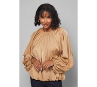 Wallis Gathered Puff Hem Blouse In Camel camel 14
