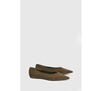 Wallis Gemma Faux Suede Pointed Toe Flats In Green green