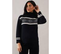 Wallis Geo High Neck Jumper In Black black XL