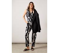 Wallis Geo Print Jersey Wrap Jumpsuit In Mono mono 16