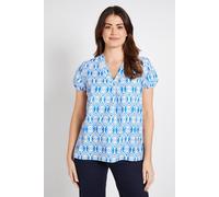 Wallis Geo Print Overhead Short Sleeve Blouse In Blue blue
