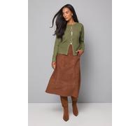 Wallis Gold Button Knitted Cardigan In Khaki khaki XL