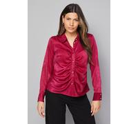 Wallis Hammered Satin Ruched Shirt In Pink pink