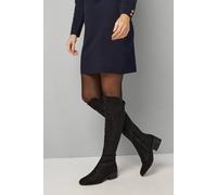 Wallis Hannah Stretch Back Almond Toe Low Heel Knee Boots In Natural Black natural black