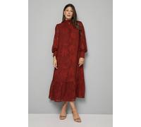 Wallis High Neck Jacquard Tie Back Midi Dress In Bronze bronze 14