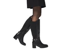 Wallis Women's Hills Faux Leather Back Stretch Mid Block Heel Knee Boots in Black | Size: 5 Wallis Black 5