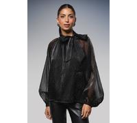 Wallis Women's Hotfix Organza Tie Neck Blouse in Black | Size: 12 Wallis Black 12