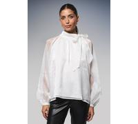 Wallis Hotfix Organza Tie Neck Blouse In White white 20