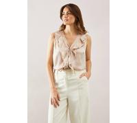Wallis Hotfix Ruffle Sleeveless Blouse In Champagne champagne 18