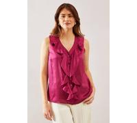 Wallis Hotfix Ruffle Sleeveless Blouse In Magenta magenta 10