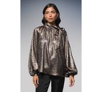 Wallis Hotfix Snake Foil Tie Neck Blouse In Black black 10