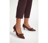 Wallis Ida Faux Leather Kitten Heel Bow Detail Court Shoes, 7, Chocolate