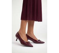 Wallis Ida Faux Leather Kitten Heel Bow Detail Court Shoes, 3, Wine