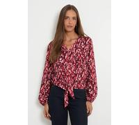 Wallis Women's Jersey Abstract Tie Blouse in Wine | Size: 16 Wallis Wine 16
