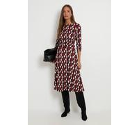 Wallis Women's Jersey Polka Dot Ruched Waist Midi Dress in Navy | Size: 12 Wallis Navy 12