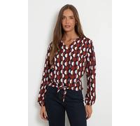 Wallis Jersey Polka Dot Tie Blouse In Navy navy