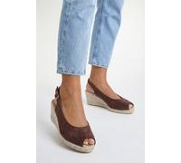 Wallis Women's Josie Faux Suede Peeptoe Slingback Medium Espadrille Wedge Sandals in Brown | Size: 4 Wallis Brown 4