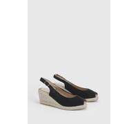 Wallis Josie Faux Suede Peeptoe Slingback Medium Espadrille Wedge Sandals In Natural Black natural black 8