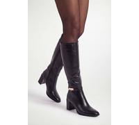 Wallis Women's Joy Faux Leather Metal Trim High Block Heel High Leg Boots in Black | Size: 6 Wallis Black 6