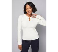 Wallis Women's Keyhole Collared Knitted Top in Ivory | Size: Medium Wallis Ivory M