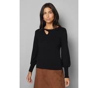 Wallis Keyhole Detail Knitted Top In Black black S