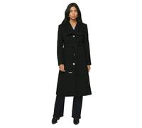 Wallis Knitted Collar Button Through Wrap Coat, 12, Black