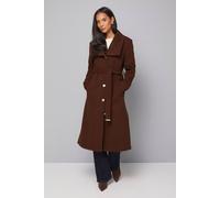 Wallis Knitted Collar Button Through Wrap Coat In Chocolate chocolate 16