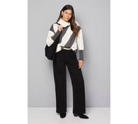 Wallis Knitted Stripe Roll Neck Jumper In Khaki khaki XL