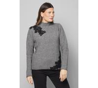 Wallis Lace Detail Rib Neck Jumper In Grey grey M