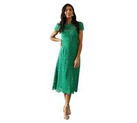 Wallis Lace Fit and Flare Midi Dress, 14, Green