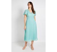 Wallis Lace Pleat Detail Midi Dress In Turquoise turquoise