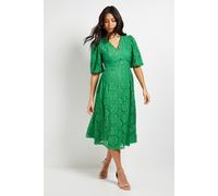 Wallis Lace Puff Sleeve Midi Dress In Green green 20