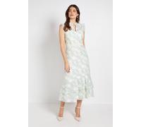 Wallis Lace Ruffle Sleeve Midi Dress In Mint mint 10