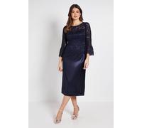 Wallis Lace Ruffle Sleeve Pencil Dress In Navy navy 14