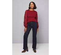 Wallis Women's Lace Sleeve Knitted Jumper in Berry | Size: Large Wallis Berry L