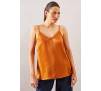Wallis Lace Trim Satin Cami Top In Burnt Orange burnt orange 16
