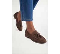 Wallis Laptice Faux Suede Bow Detail Trim Loafers, 4, Chocolate
