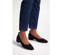Wallis Layla Faux Suede Elasticated Back Low Block Heel Ballet Pumps In Black black